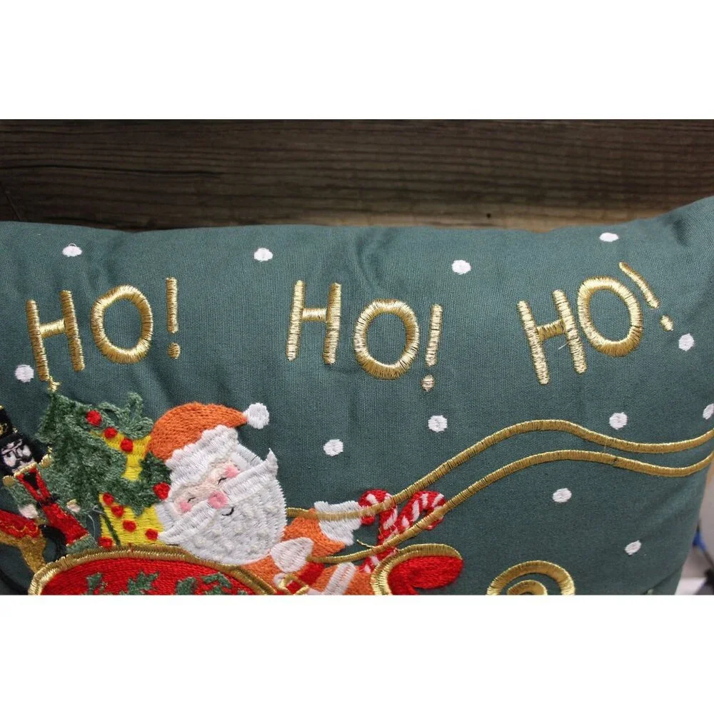 Embroidered Santa snowman Christmas holiday accent throw pillow home‎ decor